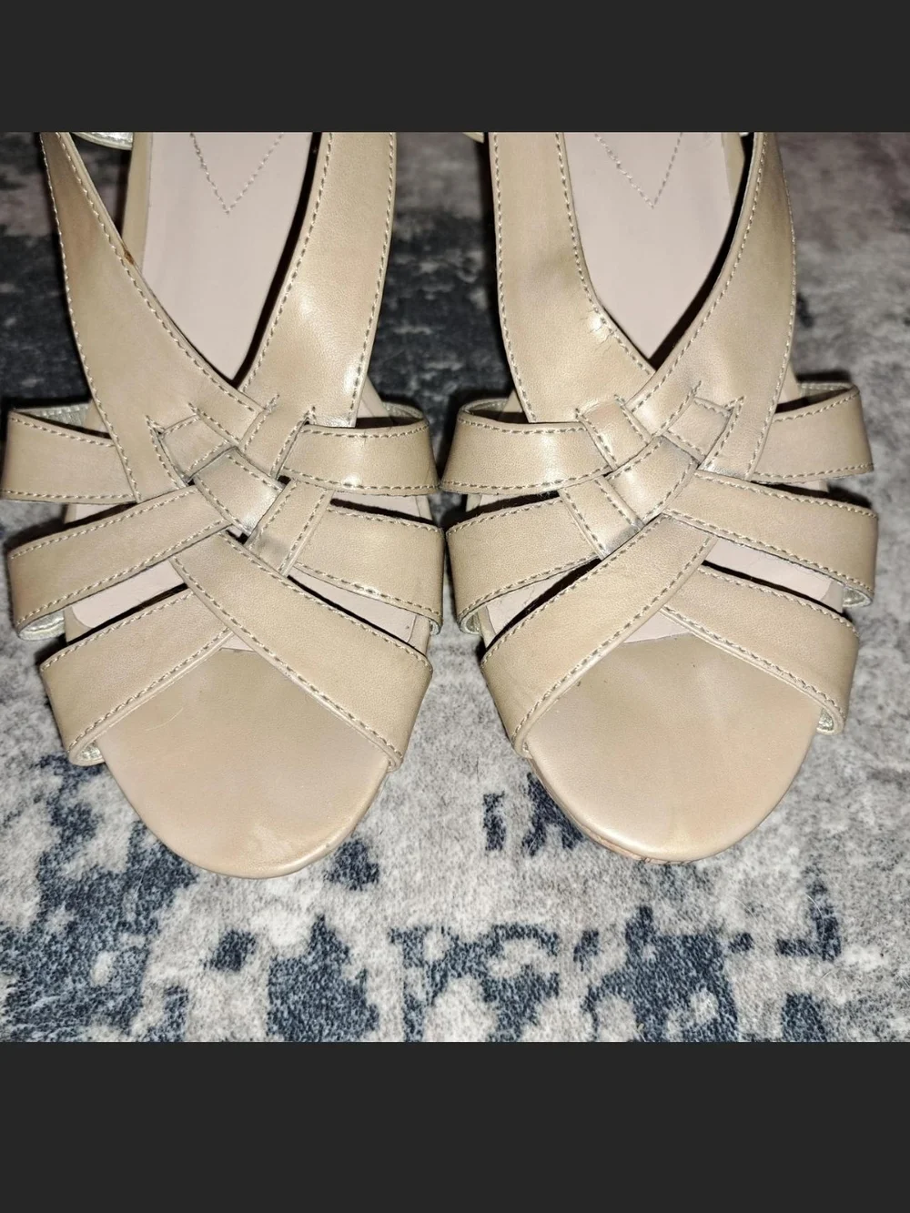 GUESS Women's Beige Strappy Slingback Sandals